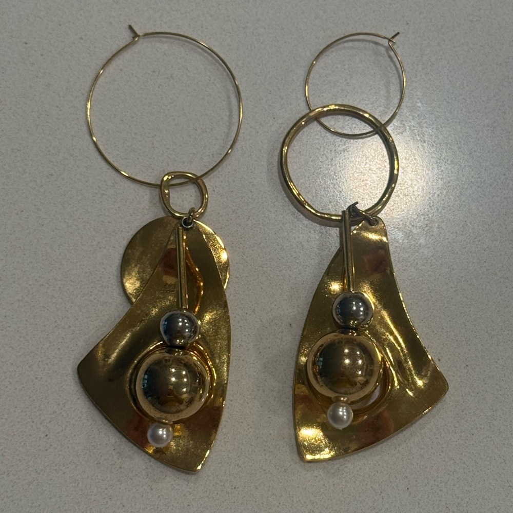 Mounser Gold and Silver Dangle Earrings